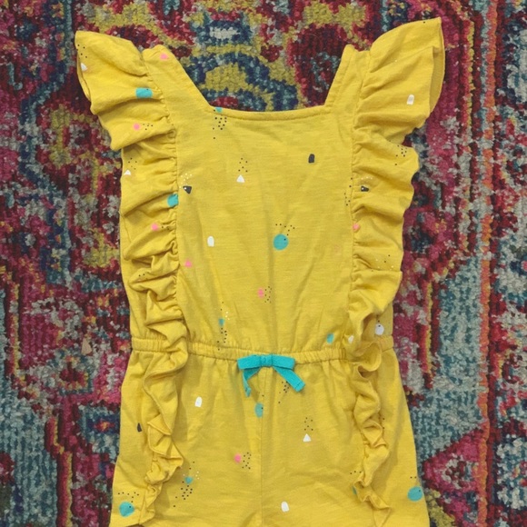 2T Cat & Jack Yellow Ruffle Romper - Picture 2 of 6